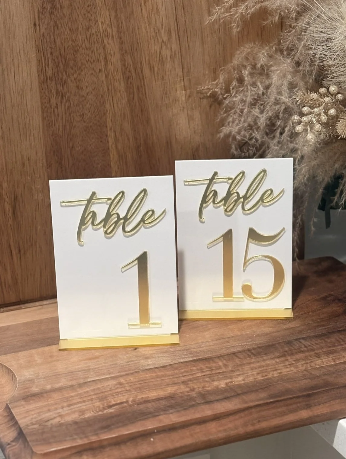 White + Gold Table Numbers | 1-15 available