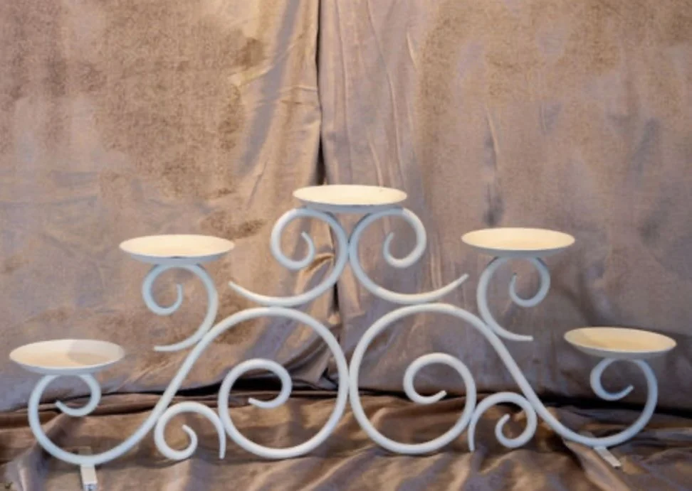 White Metal Scroll Candle Stands #6