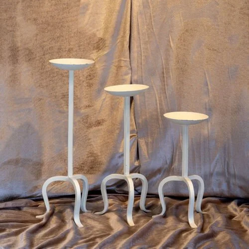 White Metal Straight Candle Stands