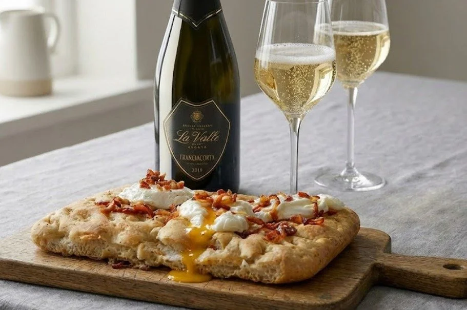 Pizza Carbonara Concettuale con Uovo Pochè e Barbozza Croccante