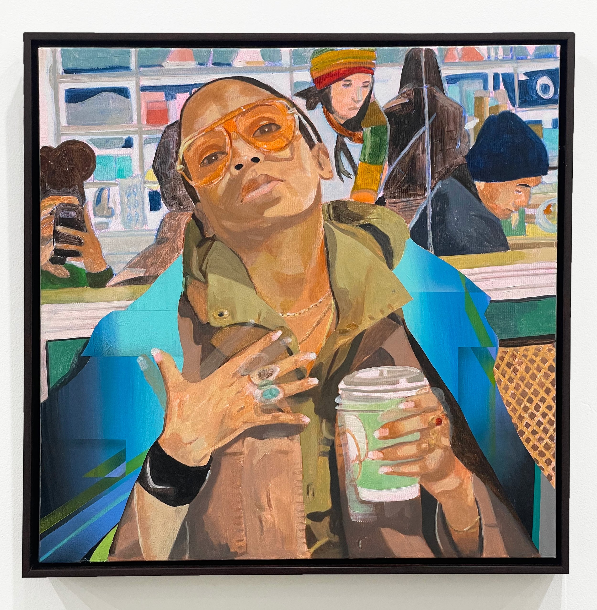Macron Mama, Oil and acrylic on 20" x 20" canvas, $1250