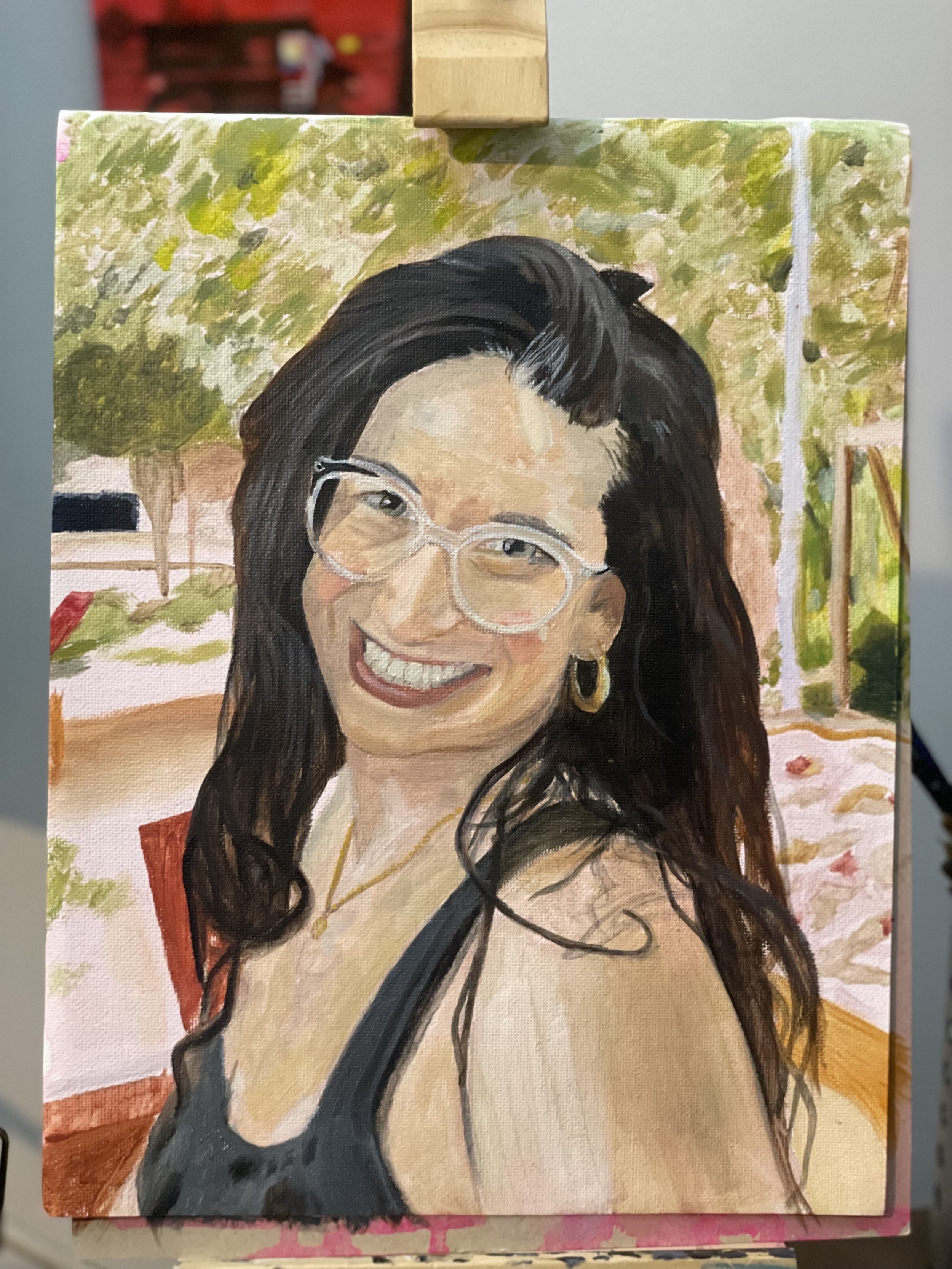 Habibi, oil on framed canva paper 9" x 12", $400