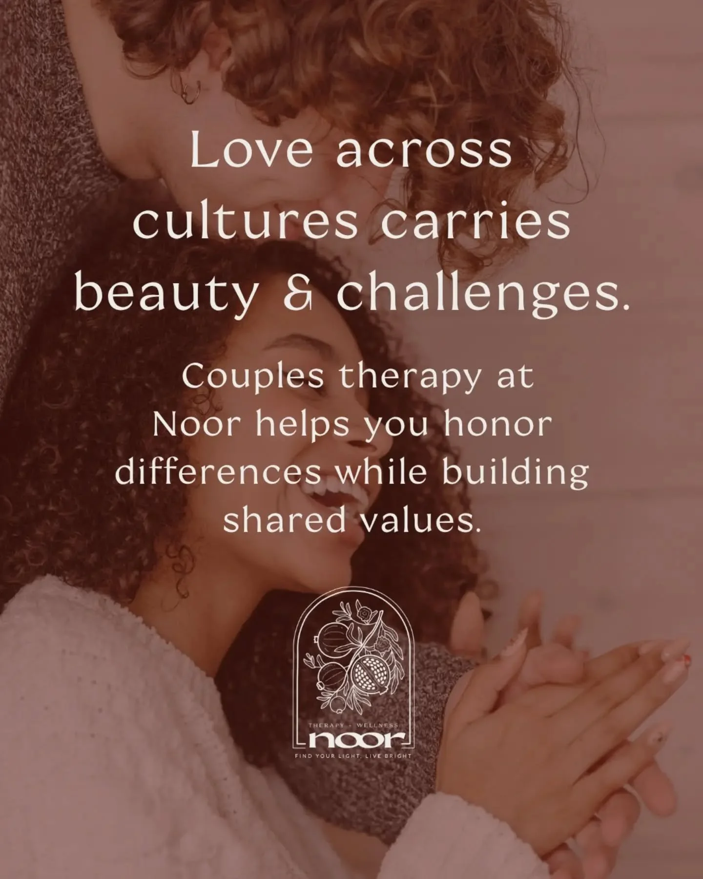 Love across cultures can be deeply meaningful and, at times, complex.

Differences in family expectations, communication, values, and lived experiences can shape how couples connect and navigate conflict.

Therapy can be a space to better understand 