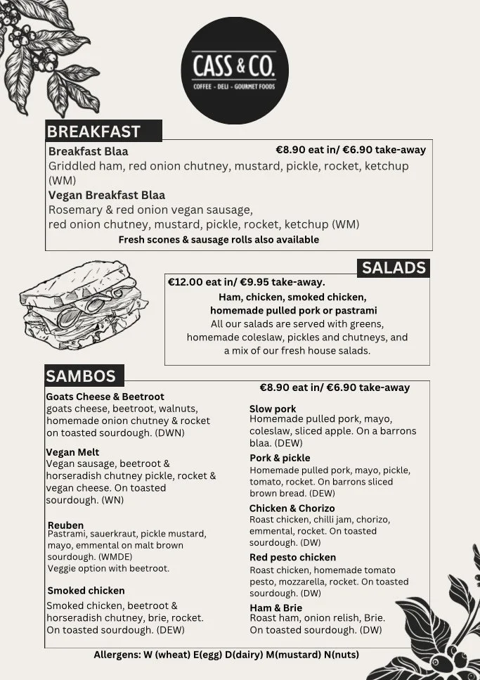 Lunch menu — Cass & Co.