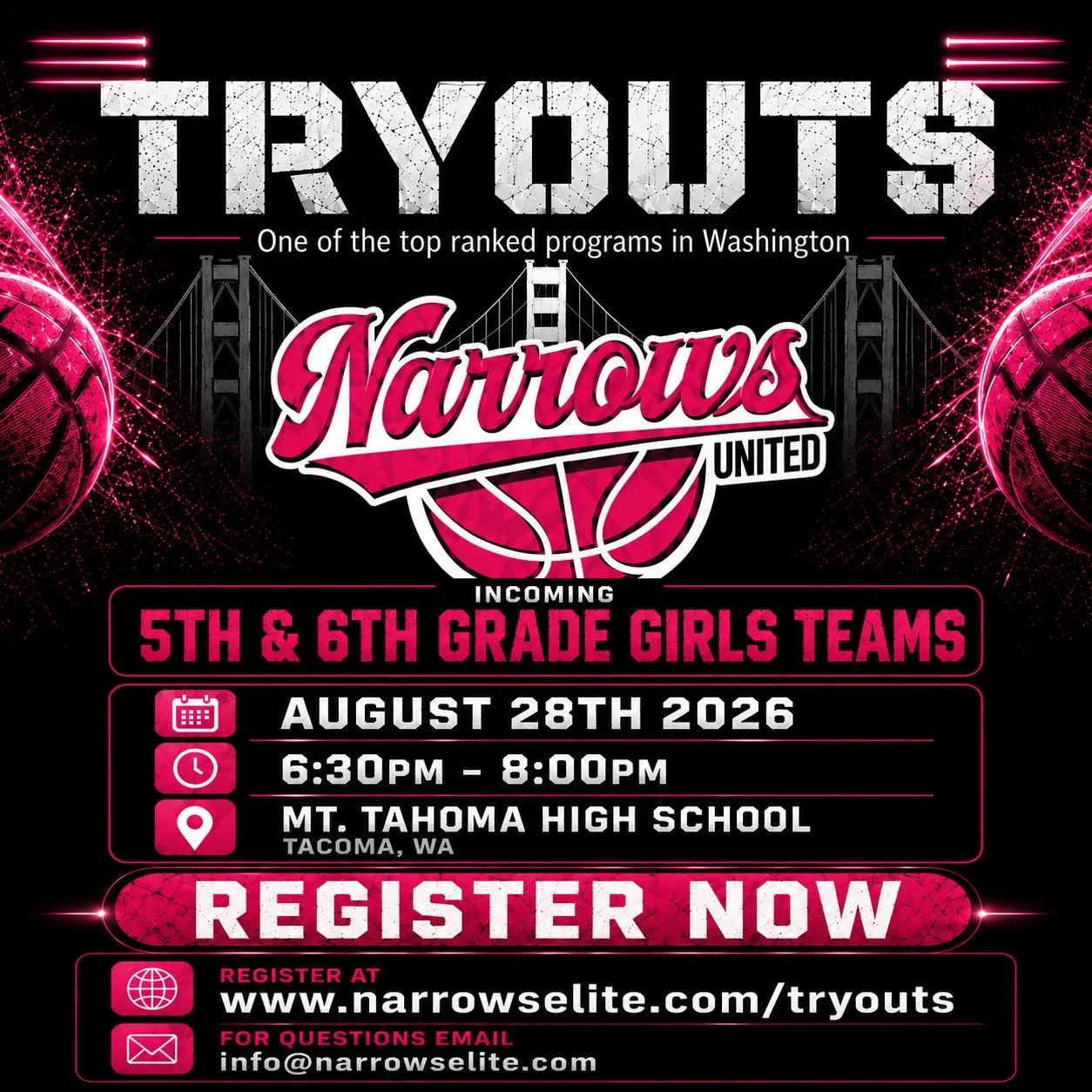 Register at www.narrowselite.com/tryouts