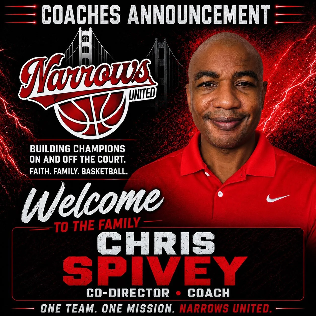 Welcome to the Narrows United family, Coach Chris Spivey! We&rsquo;re excited to have his leadership, experience, and passion for the game as we continue building something special together.

One Team. One Mission. Narrows United.