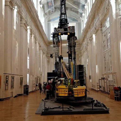 giant drilling rig drilling through museum gallery floor_1.jpeg