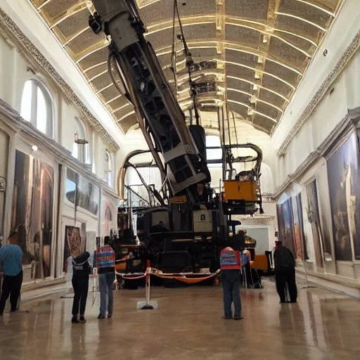 giant drilling rig drilling through museum gallery floor_2.jpeg