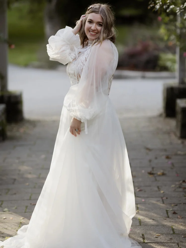 Bride Maggie in the Shana gown by Tatiana Kaplun — Ethereal Bridal