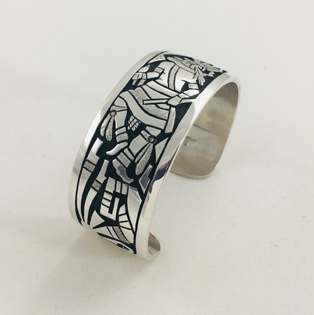 JOE JOSYTEWA ホピバングル シルバー925 ウォーターウェーブ 刻印 Joe Josytewa - Sterling Silver Cuff Bracelet — Leota's Indian Art