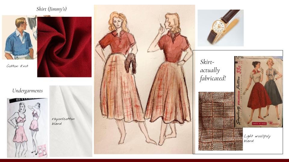 Patterns, Swatches and examples for each costume element (Costume Breakdown)