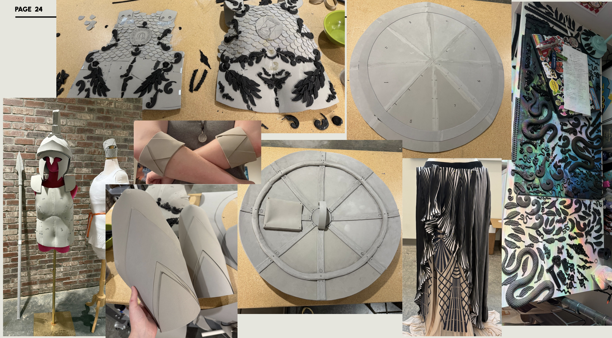 Athena foam armour assembled + hundreds of foam clay sculptures for armour applique