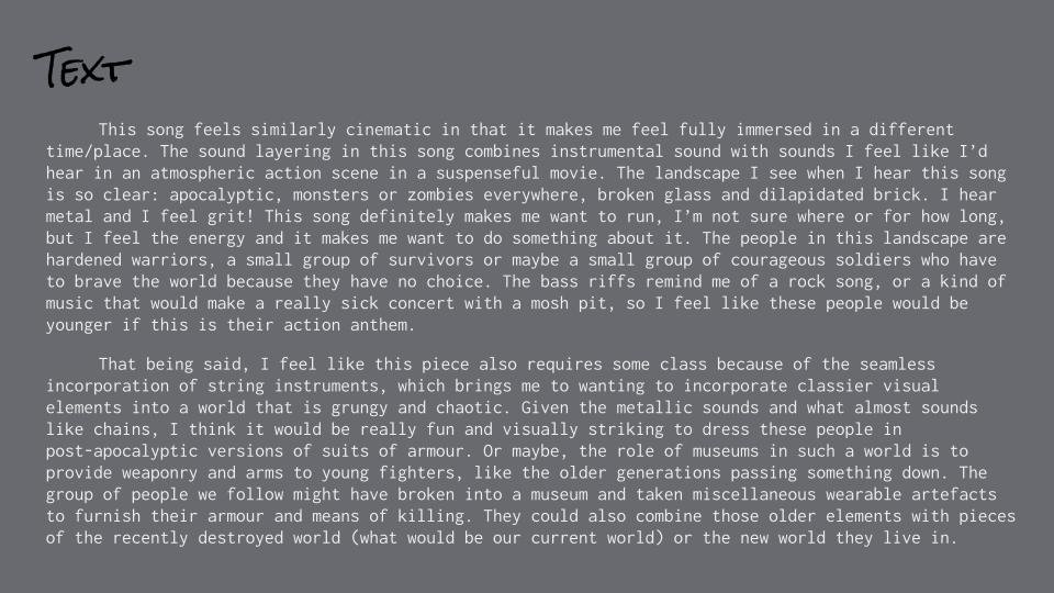 Conceptual text/premise of video design