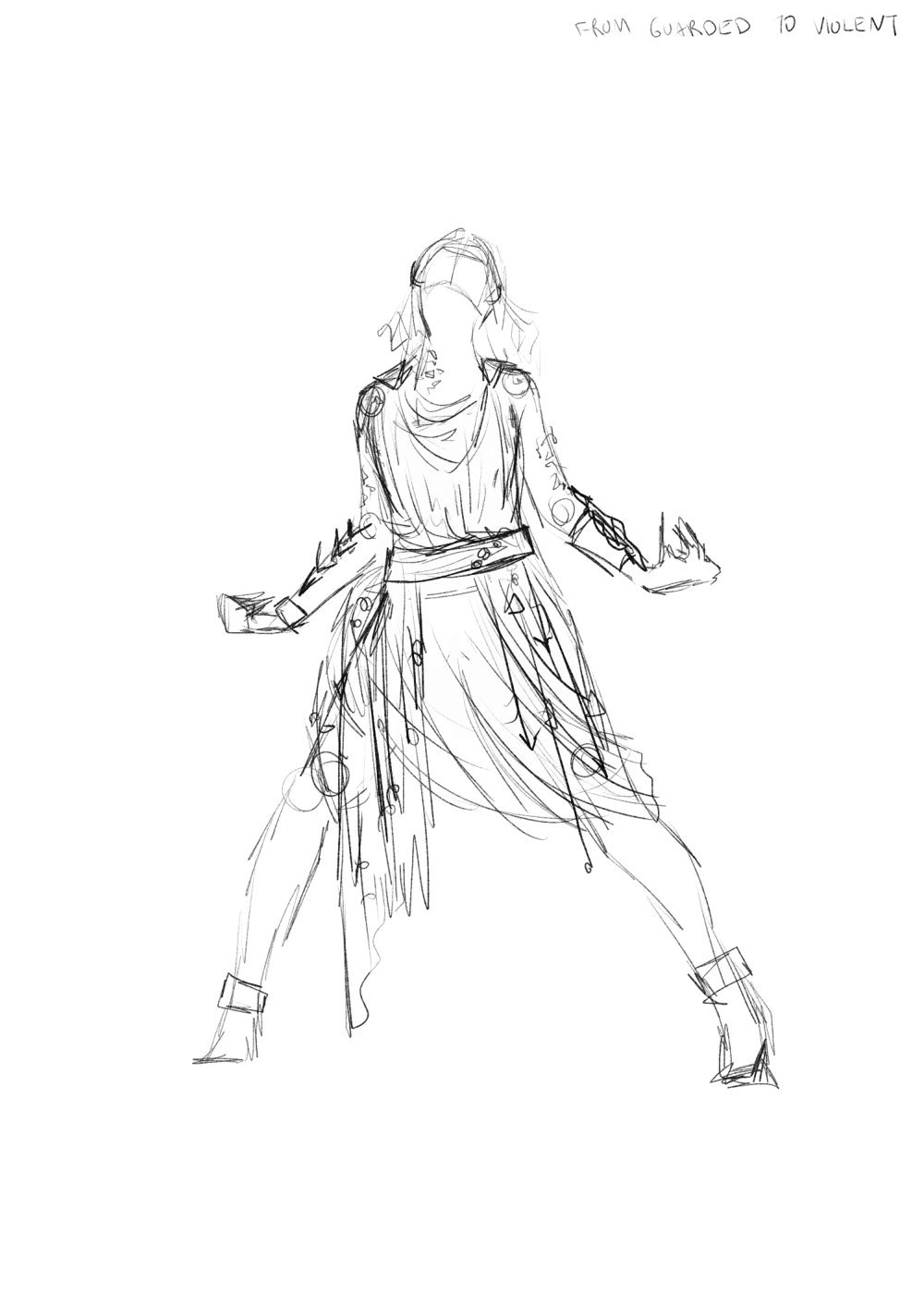 line sketch of Psyche once she starts killing men