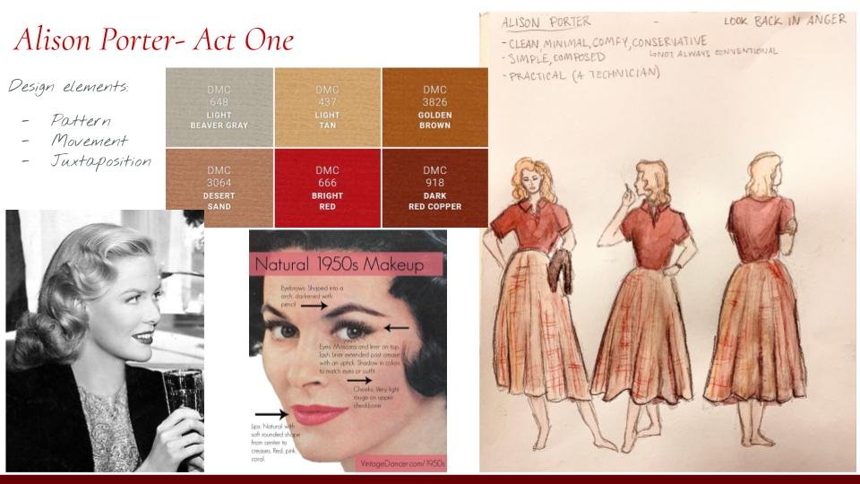 Makeup/Hair look, colour palette and rendering for Alison Porter
