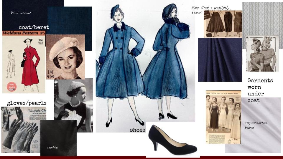 Patterns, Swatches and examples for each costume element (Costume Breakdown)