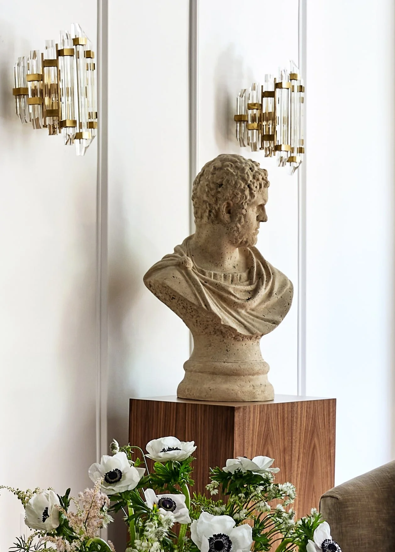 Crystal sconces and millwork