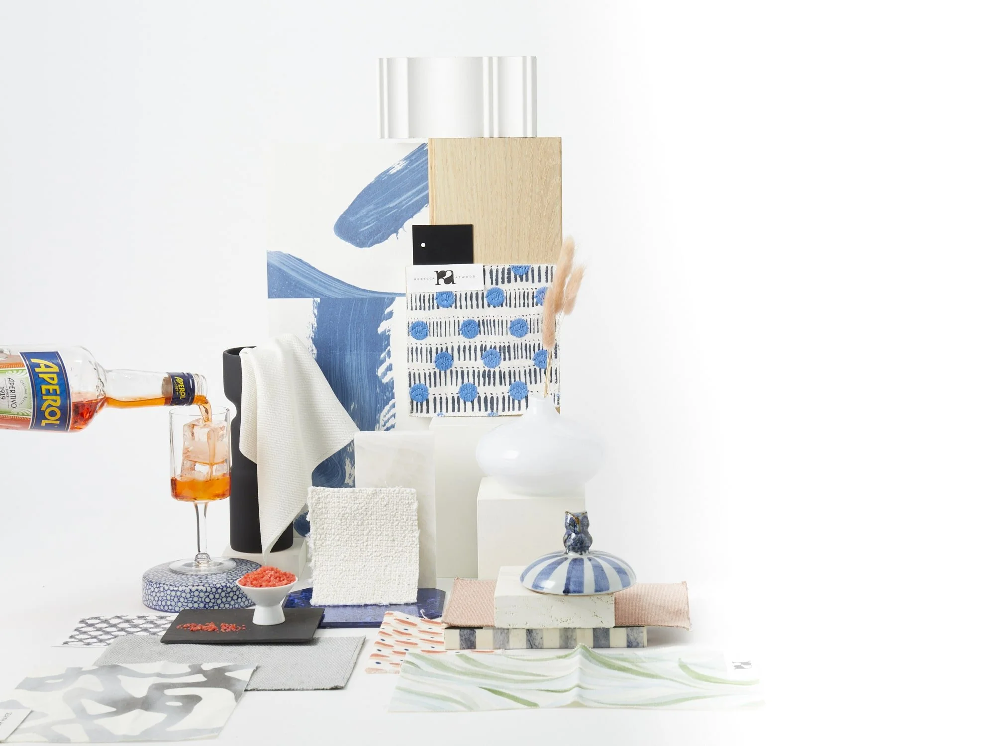 Fun colorful material palette with pops of color