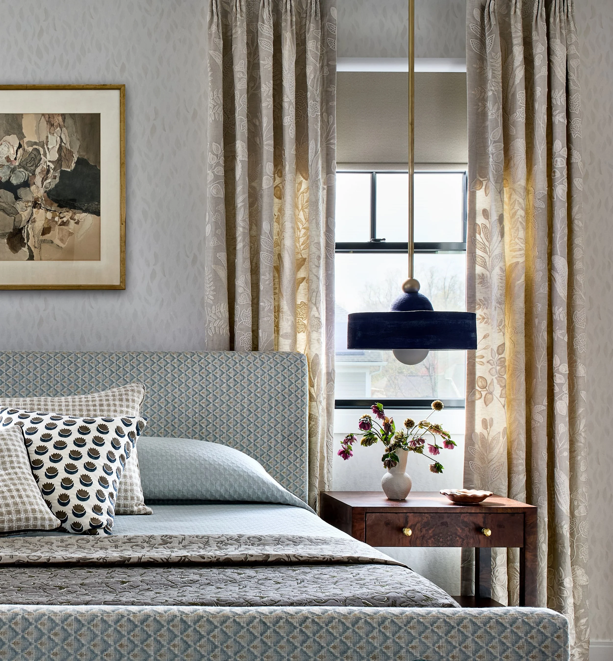 Custom bed and bedding by top interior designer Darlene Molnar 