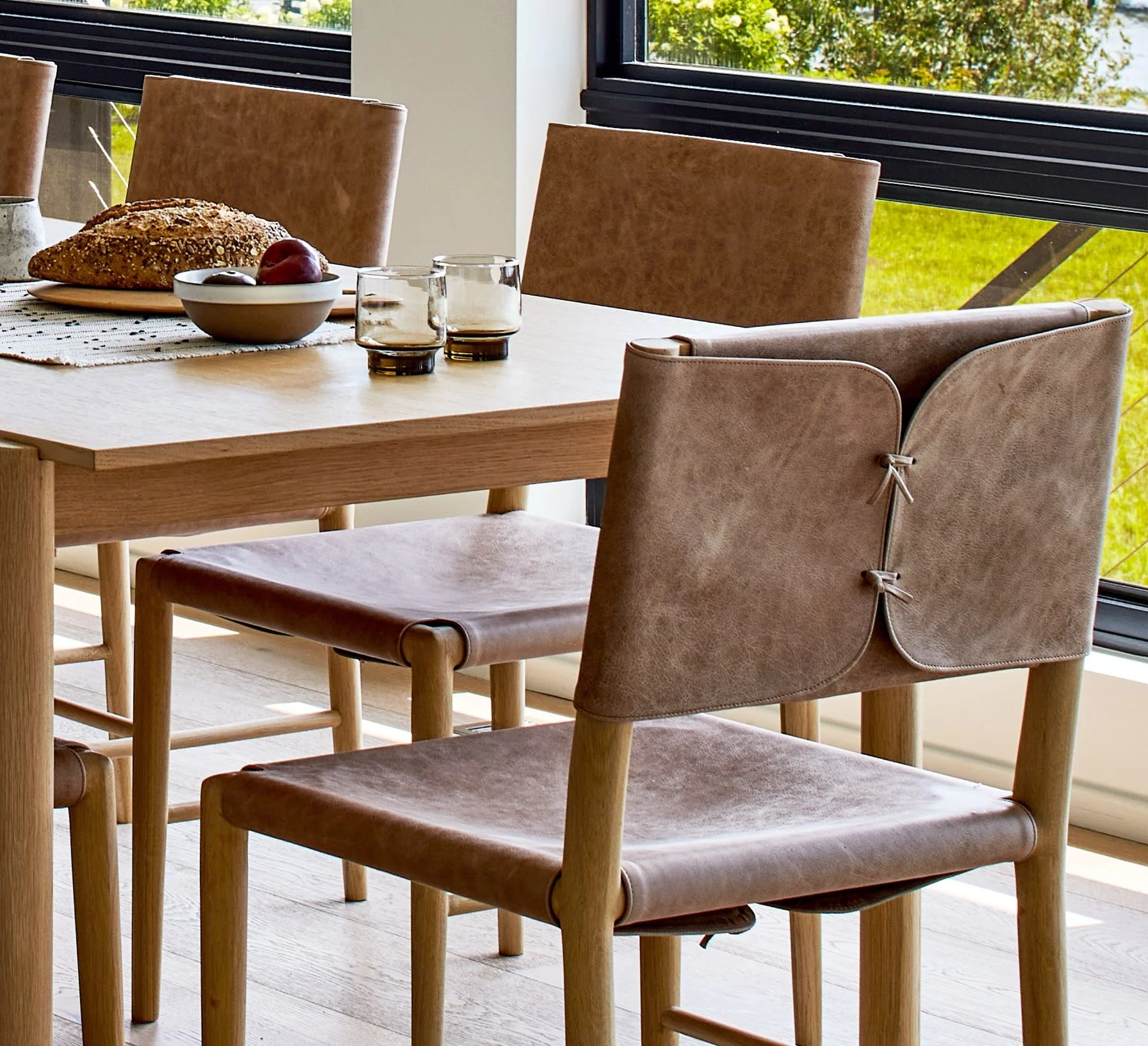 Leather detail chairs