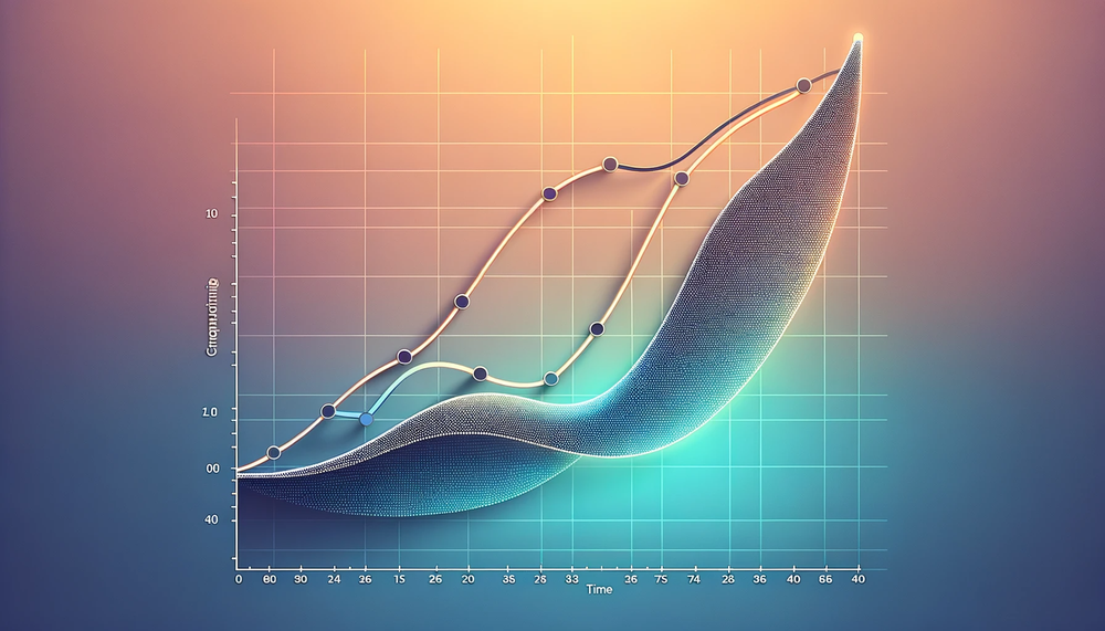 DALL·E 2023-10-05 00.49.50 - Illustration of a line graph set against a gradient background. The x-axis represents time, while the y-axis represents the value of the investment. T.png