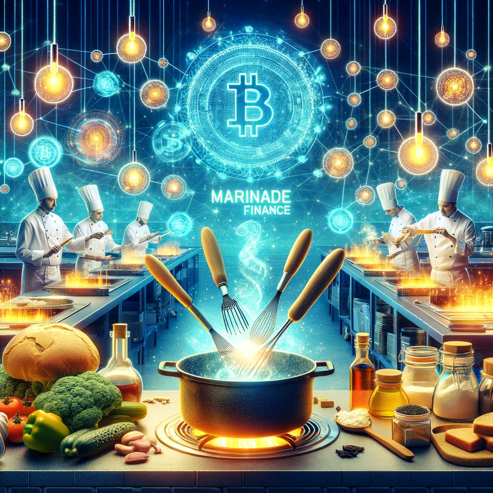 DALL·E 2024-01-04 12.45.49 - An image depicting Marinade Finance as a blend of blockchain alchemy and culinary mastery. Visualize a bustling kitchen setting with blockchain elemen.png