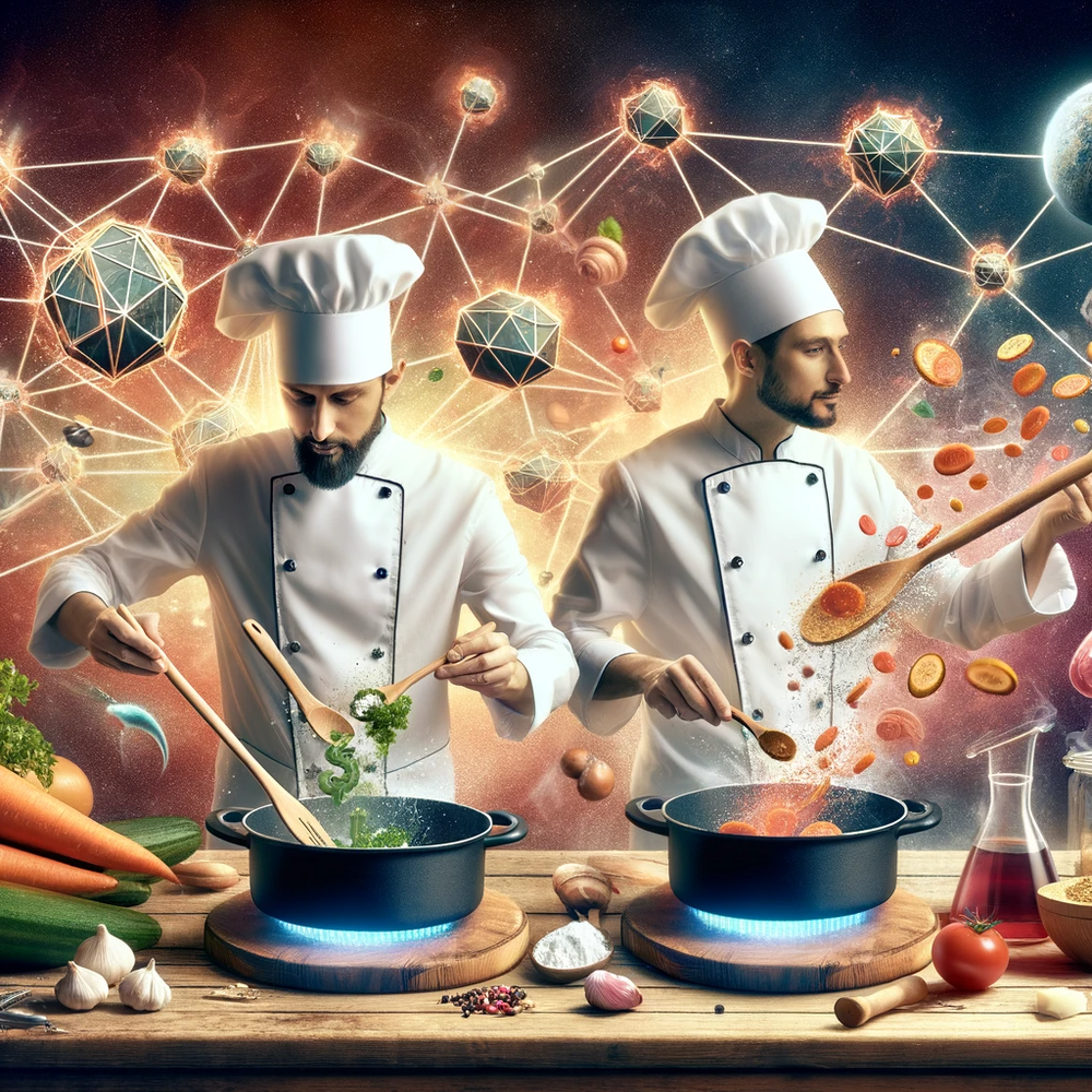 DALL·E 2024-01-04 12.46.27 - An image representing the Master Chefs of Marinade Finance creating the new delegation strategy in a kitchen setting. Imagine chefs in a magical kitch.png