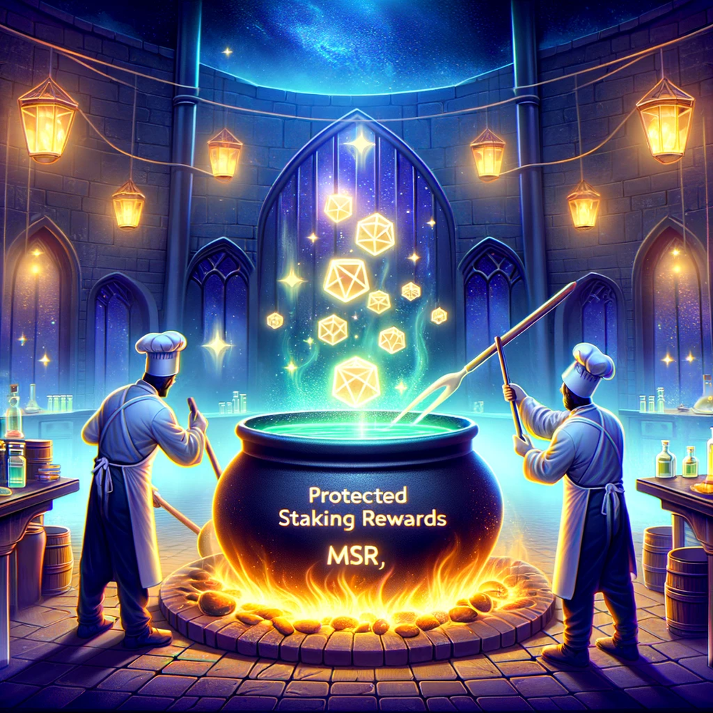 DALL·E 2024-01-04 12.57.26 - An illustration of the Master Chefs of Marinade Finance concocting the Protected Staking Rewards (PSR) potion in a grand, magical kitchen. The scene s.png