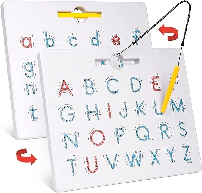 Educational toy with alphabet letters and an pointing wand, used for teaching spelling and pronunciation.