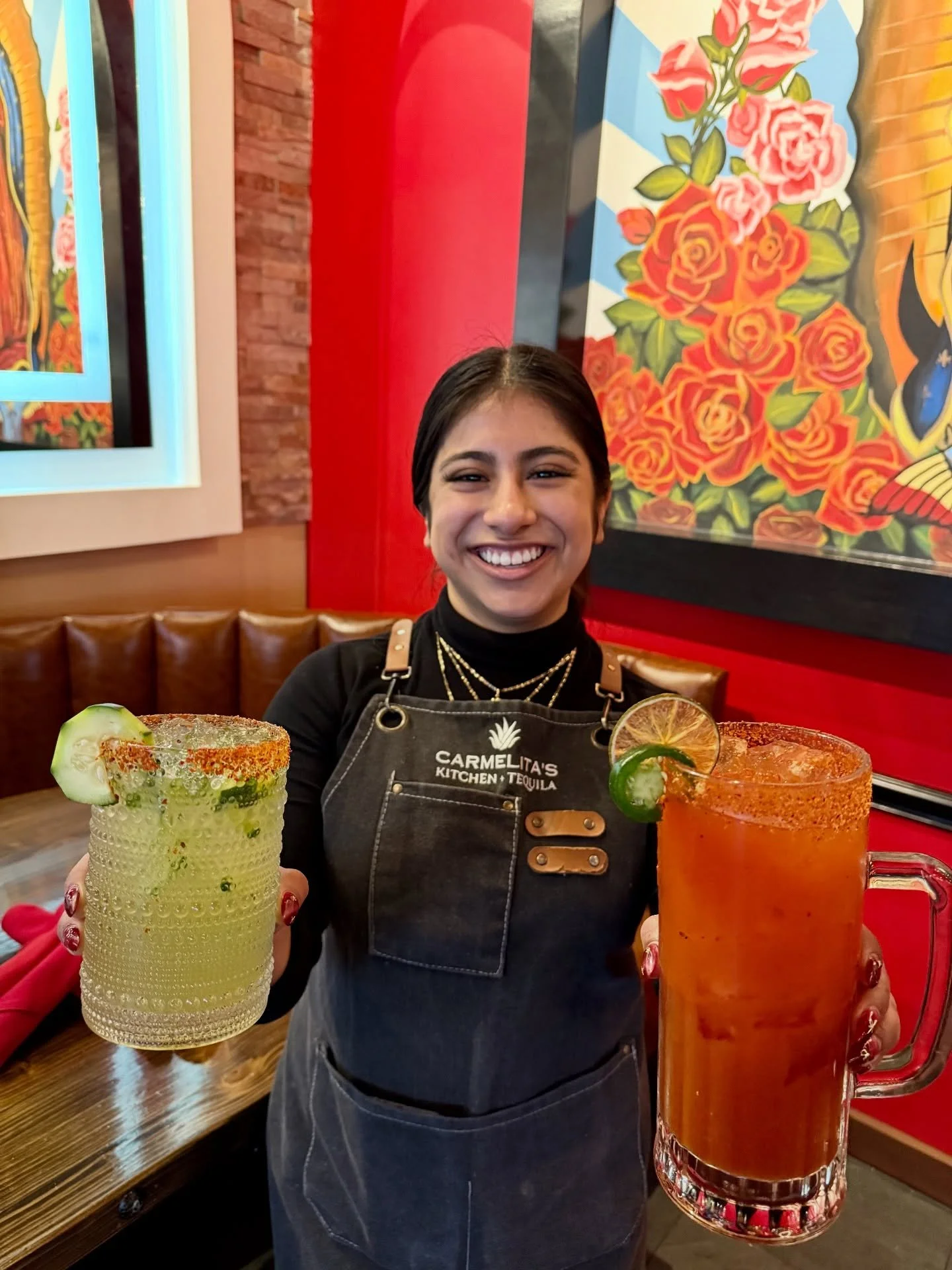 ❇️Kim is ready to serve you! Check us out and enjoy our classics like our House made Spicy Michelada and the Cucumber Cilantro Margarita 
#katytx 
#cypresstx 
#happyhourhouston 
#houstonmexicanfood
