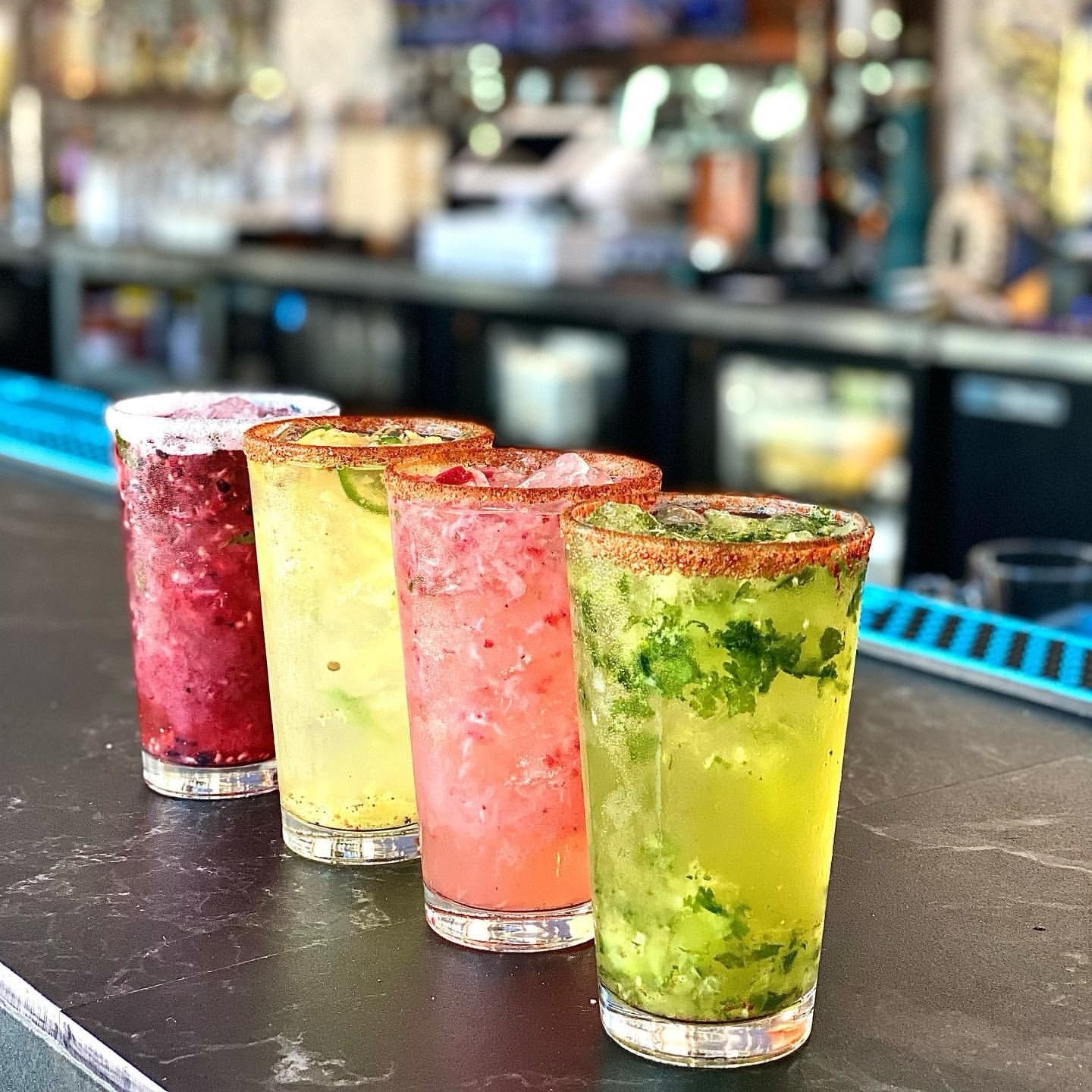 ‼️Come try our variety of hand crafted margaritas from Grilled Pineapple Jalape&ntilde;o, Raspberry Basil, Cilantro Cucumber &amp; more! @ All made with 100% agave tequila, fresh lime juice &amp; organic agave✅

 #cocktail #margarita #mexicanrestaura