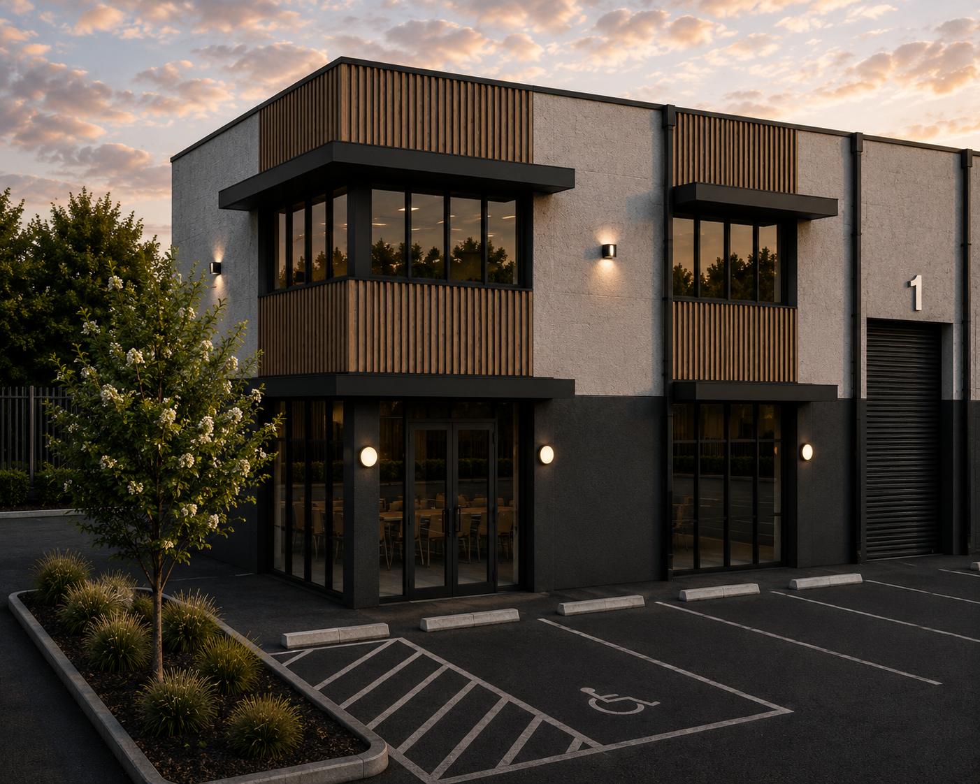 Artist impression of Southlink Albany Unit 1 marquee industrial warehouse featuring premium corner positioning and contemporary warehouse design.