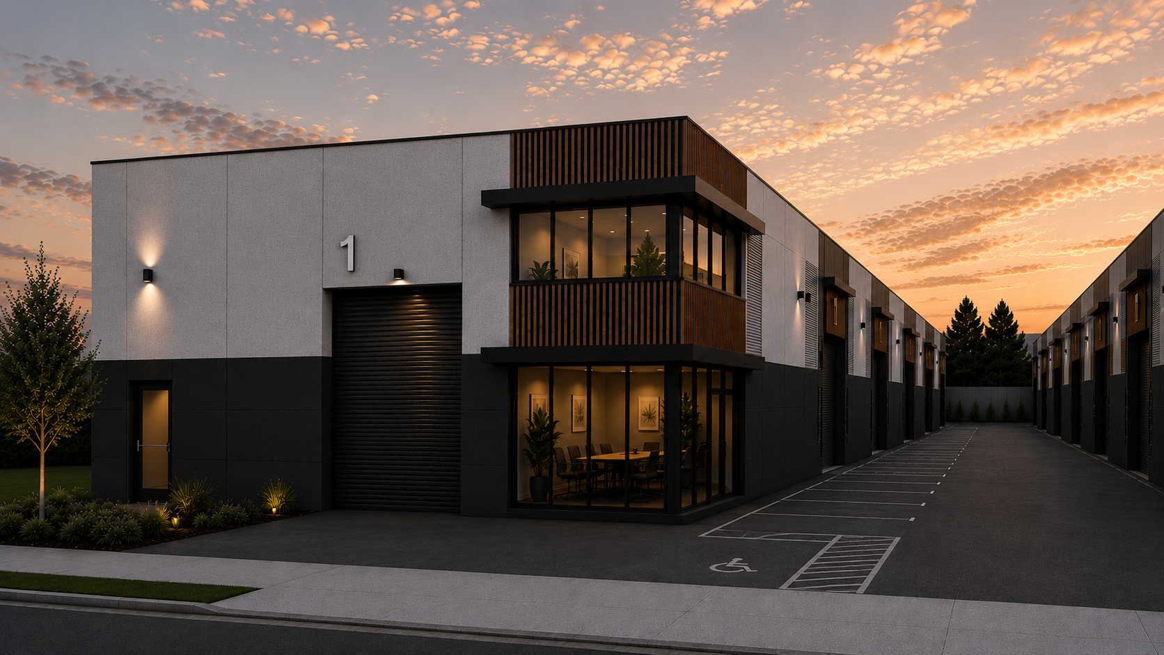 Artist impression of the future Southlink Albany industrial warehouse development featuring contemporary concrete tilt panel units in Albany WA.