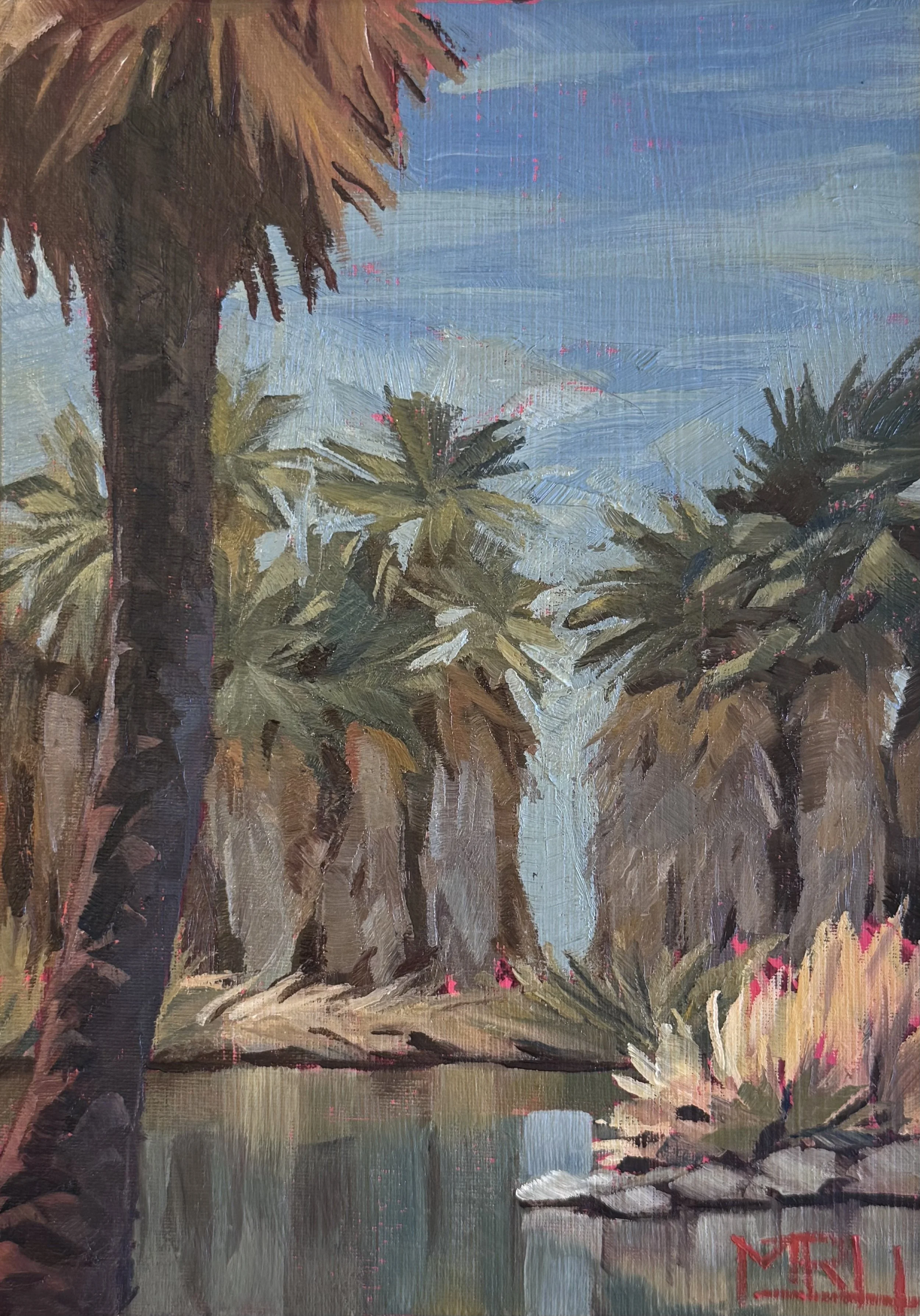 "Palmy Days" 6x8 Plein Air Painting in Oil