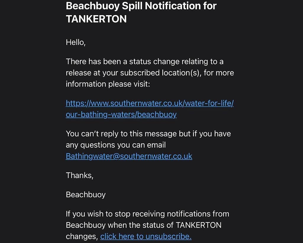 Literally as we are on air with @gmb talking about @southernwatermedia releasing sewage into the sea at Whitstable, @southernwatermedia sent an email notification that another release had started. 

If it didn&rsquo;t happen so often, we&rsquo;d say 