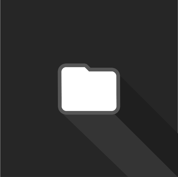 Gray folder icon with a long shadow on a dark background.
