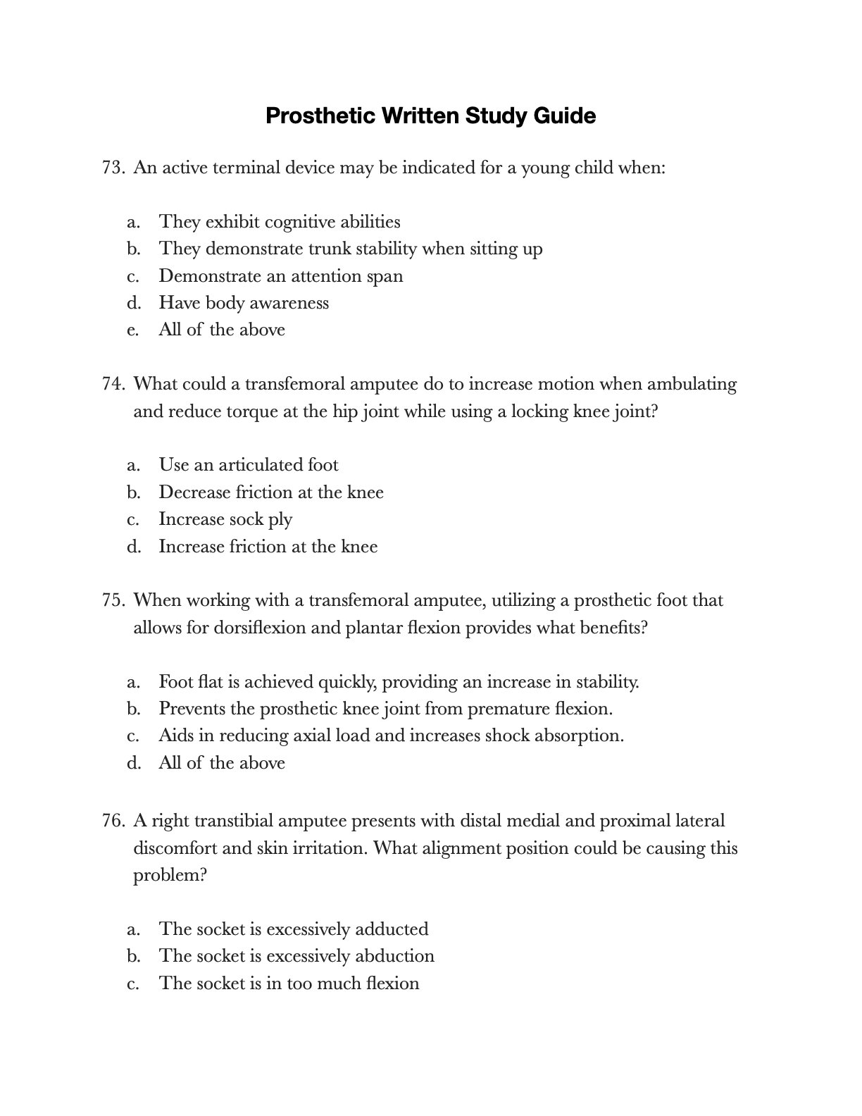 Prosthetic Written Board Prep Study Guide