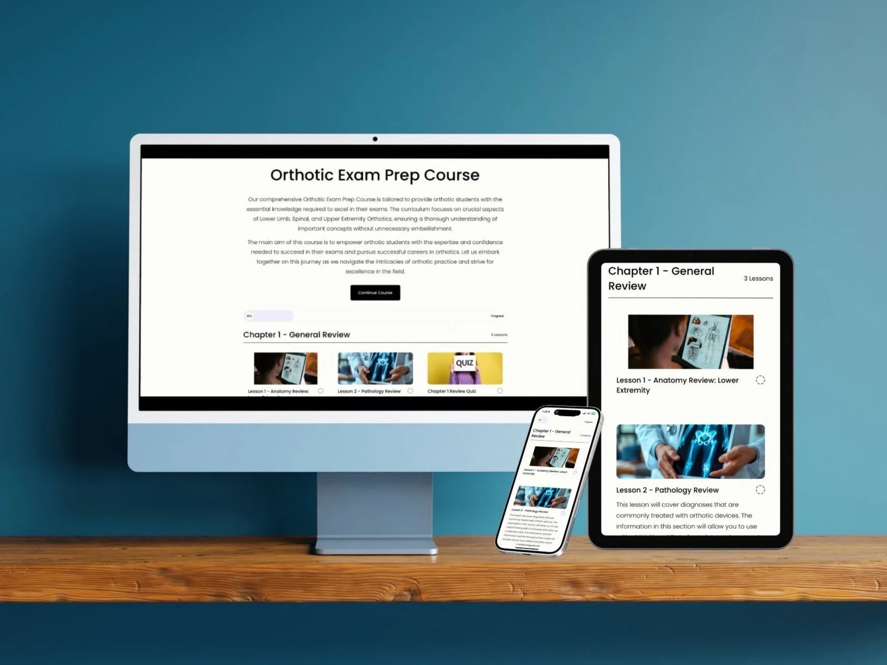 Orthotic Exam Prep Course Interface