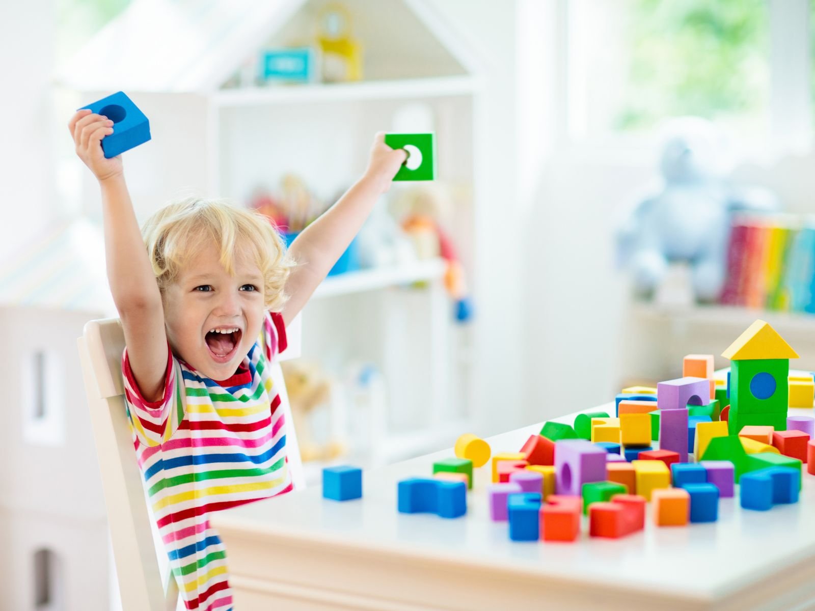 Little boy celebrating
