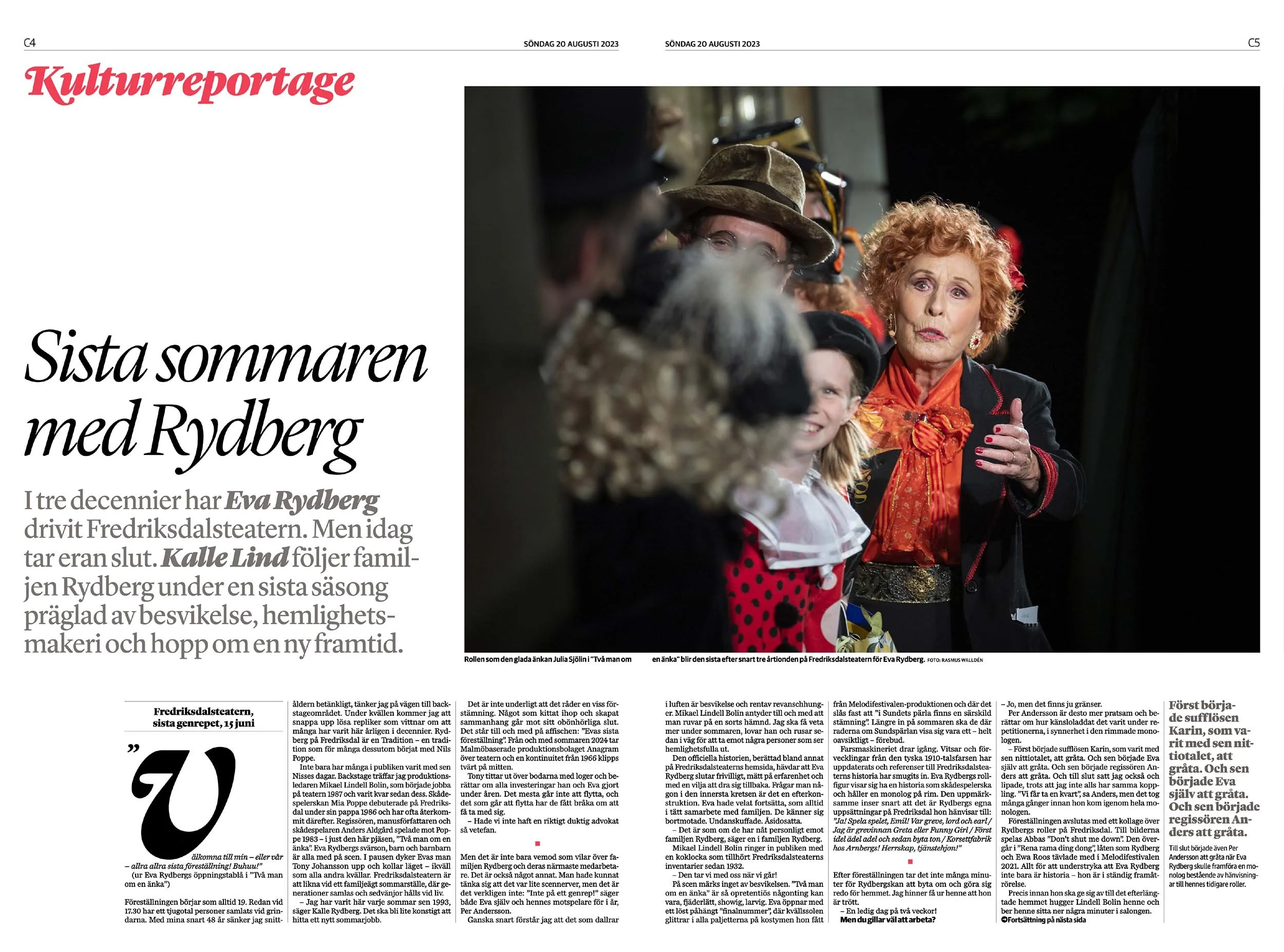 Eva Rydberg gör sin sista föreställning efter 30 år på Fredriksdalsteatern 