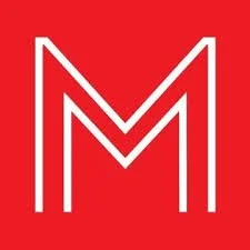 Red background with a white stylized letter 'M' logo