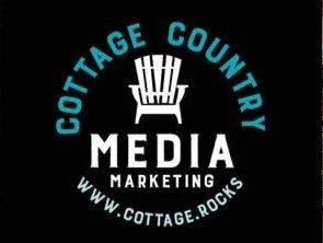 Logo for Cottage County Media Marketing with an Adirondack chair and text.