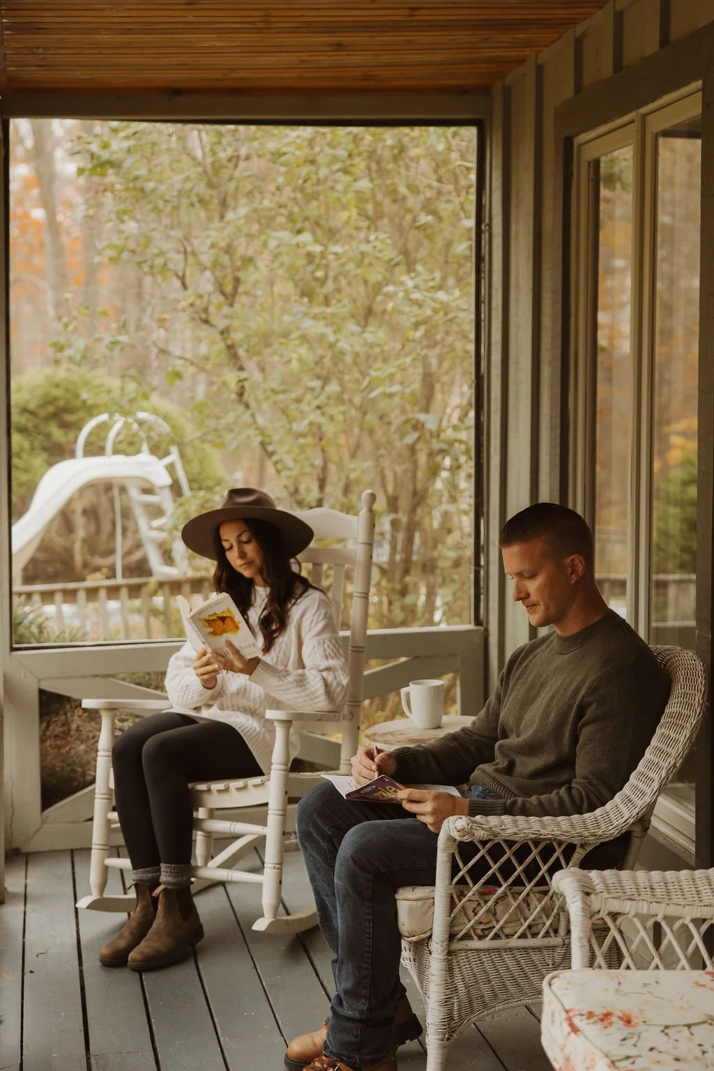 Relax on the porch with a good book and a cup of tea