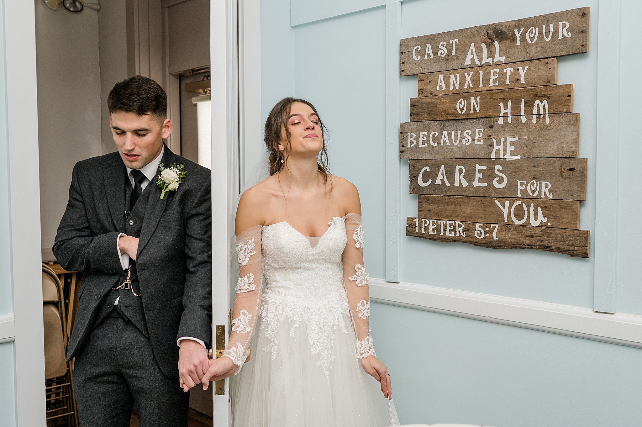 Mellinger Mennonite church Winter Wonderland Wedding Lancaster PA