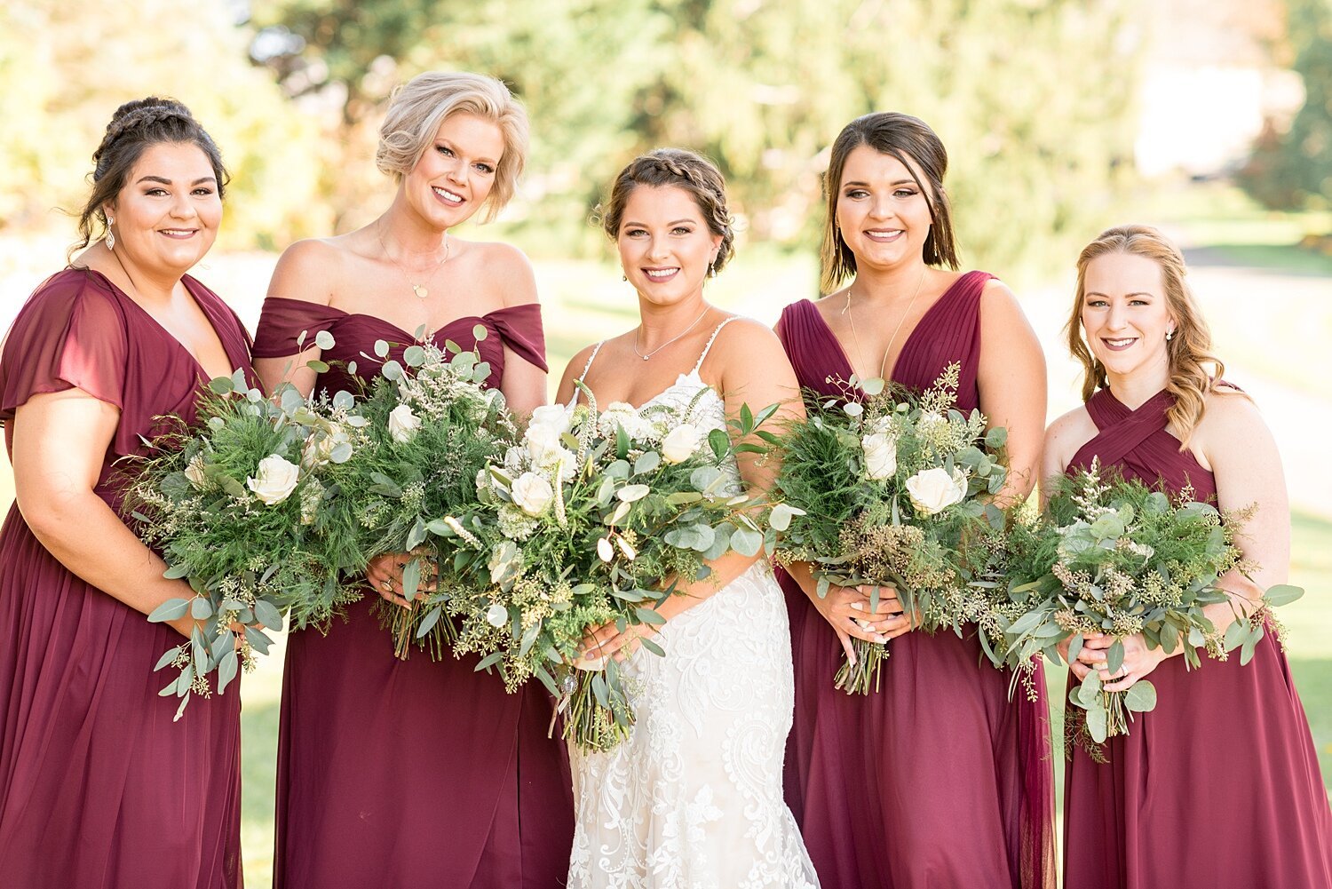 Bride and Bridesmaids Omar Smoker Farm Fall Wedding