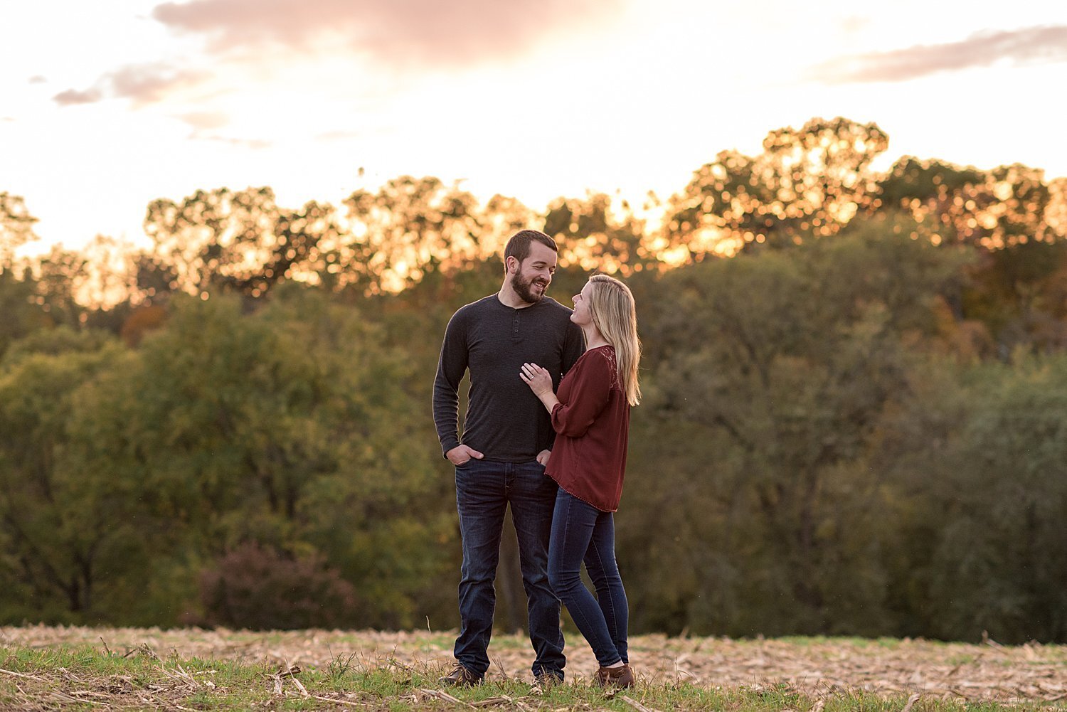 Lancaster PA Fall Farm Sunset Engagement Session