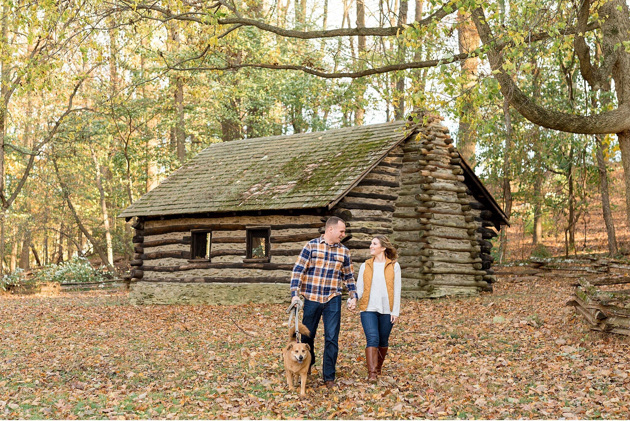 Valley Forge National Park Fall Engagement Session with Dog
