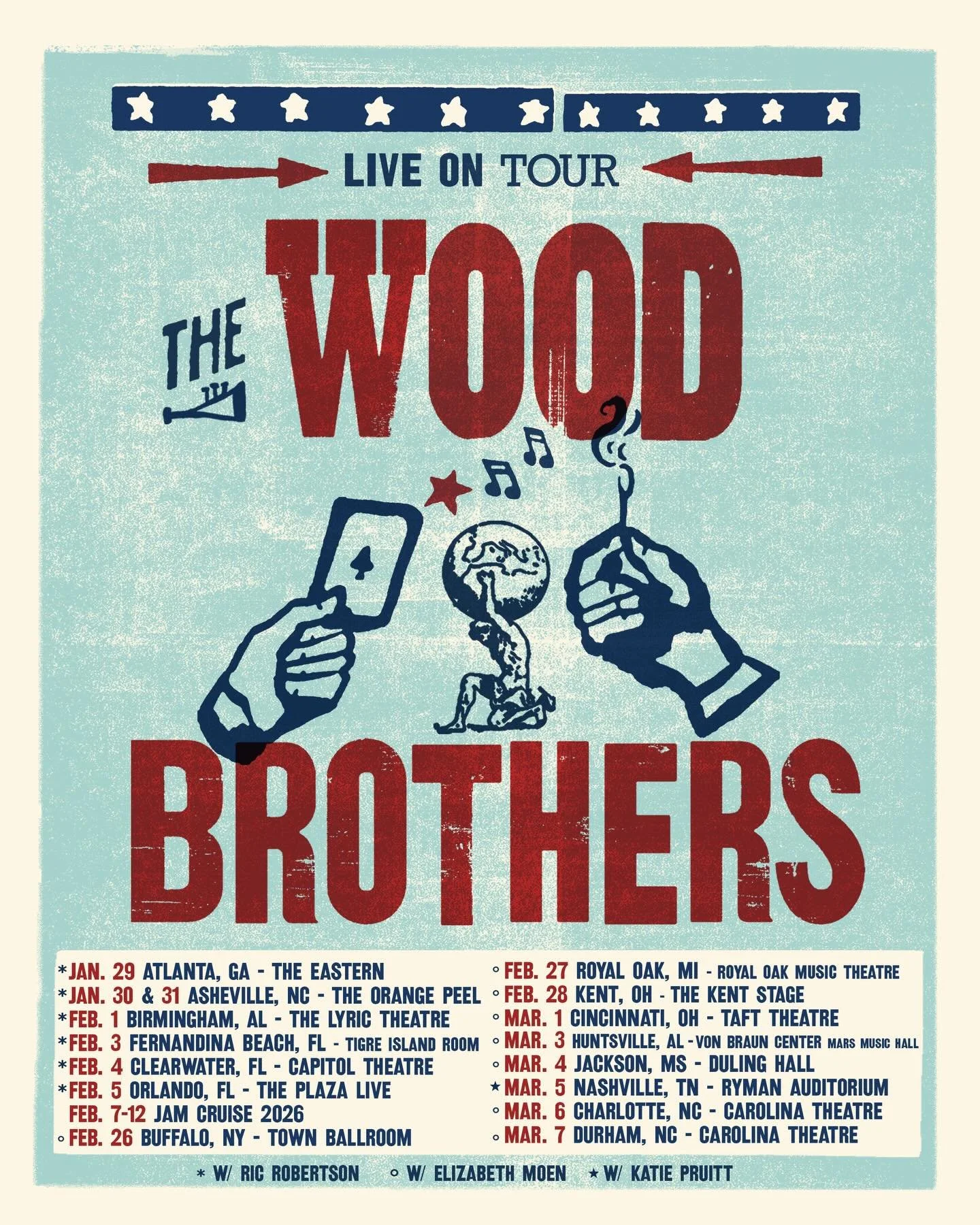 Stoked to have the talented @ricrobertsonmusic &amp; @elizabethmoenmusic join our upcoming tour 🩵🌀🎶 + @katiepruittmusic at @theryman in March.

Just a few weeks away - grab your tickets now!