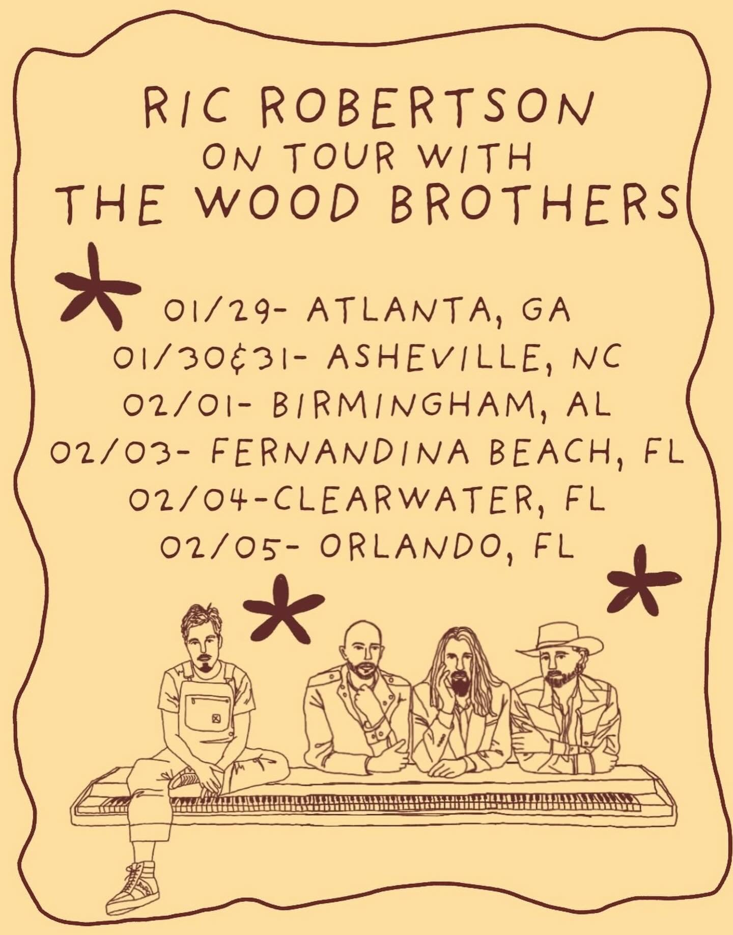 Back on the road next week - this time with the great @ricrobertsonmusic! Grab your tickets at the link in bio.

1/29 - Atlanta, GA @easternatl
1/30 &amp; 1/31 - Asheville, NC @the_orange_peel
2/1 - Birmingham, AL @lightupthelyric
2/3 - Fernandina Be