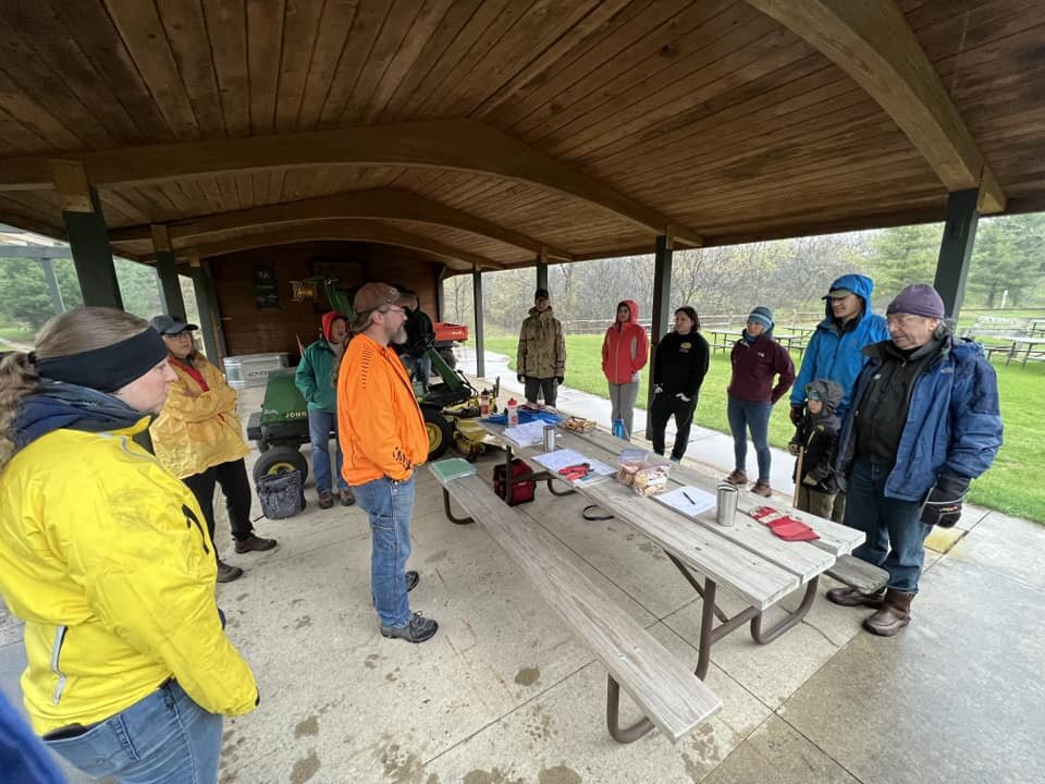 We had 20 people come out to work on the trails this morning - in the rain! Thank you for taking time out of your day to participate. Regardless of weather, we persevered and got a lot done! Thank you!